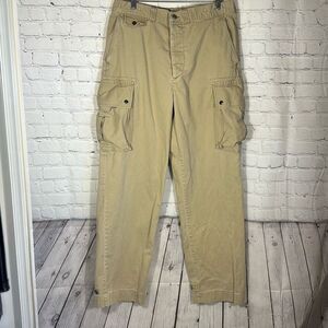 Vintage Polo Ralph Lauren Cargo Pants Mens Khaki Chino  size 36x34 Buttonfly
